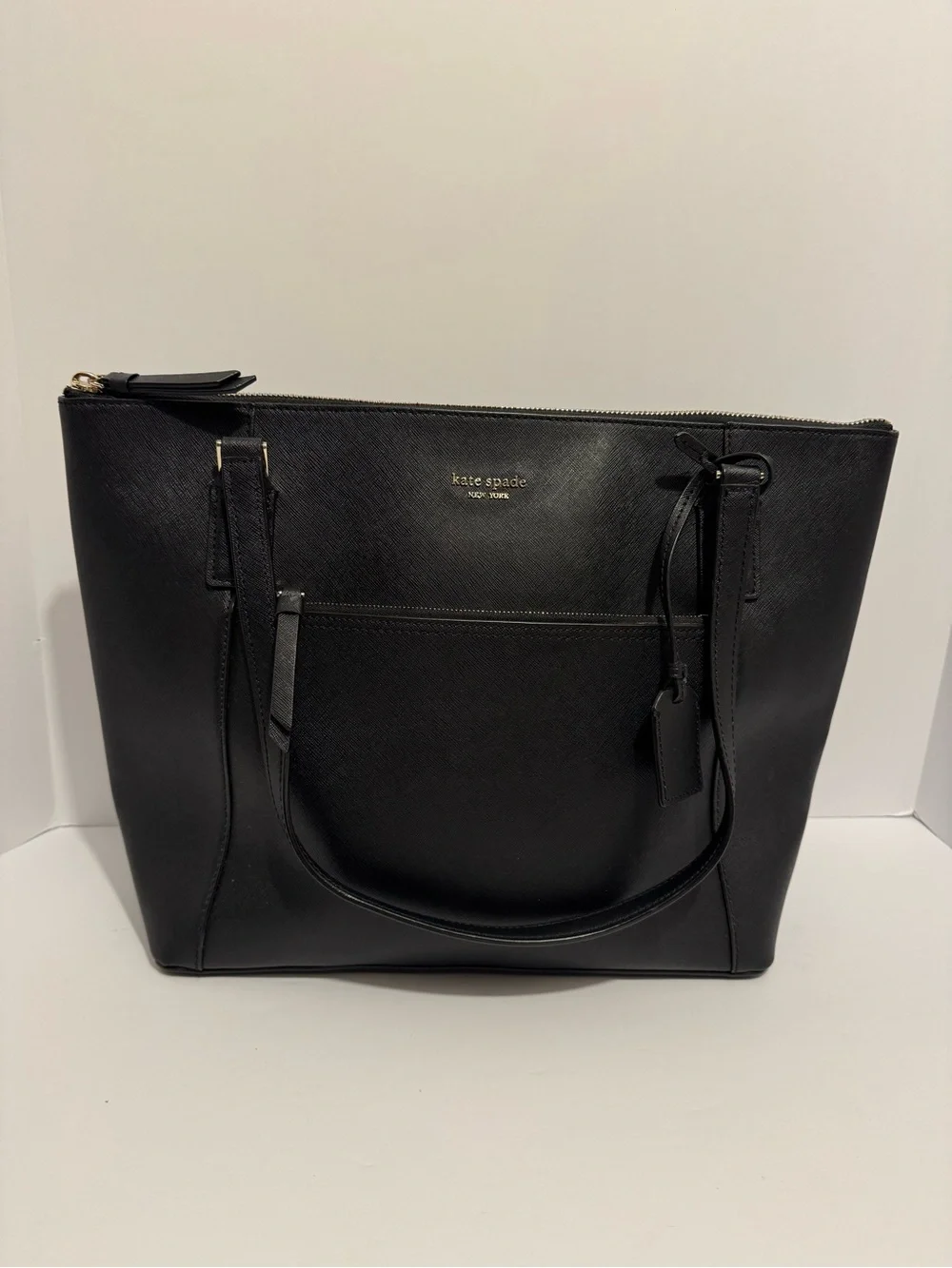 Kate Spade New York Cameron Pocket Tote Black Saffiano Leather Shoulder Bag